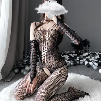 Deget In Fund Costume Catsuit Femei Transparent Deschis Picioare De Sex Haine Vedea Prin Corpul Ciorapi Ochiuri Fierbinte Lenjerie Erotica
