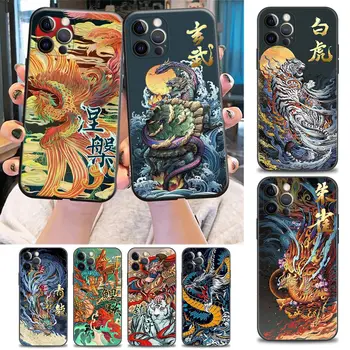 Desen Dragon Tiger Pește, Păsări de Artă Telefon Caz pentru iPhone 5 6 7 8 Plus SE 3 2020 2022 11 12 13 Pro Xs Max Mini XR Cazuri Fundas