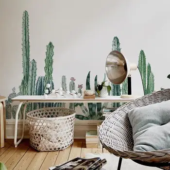Dimensiune particularizată murală Nordic cactus camera de zi dormitor tapet canapea perete de fundal personalitate mână-pictat PVC impermeabil
