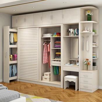 Din lemn masiv, dulap, dormitor, modern, simplu, uși glisante, combinație personalizată de cabinet, economic dulap cu uși glisante