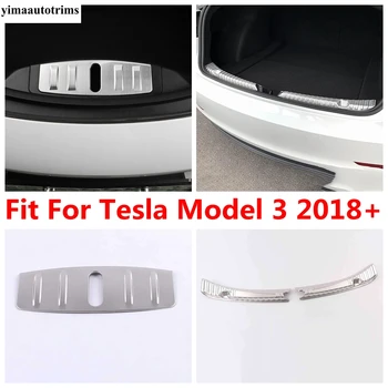 Din Oțel Inoxidabil, Fata Bara Spate Protector Pragului De Accesorii Pentru Tesla Model 3 2018 - 2021 Ușa De La Mașină Cu Garda Jos Placa De Acoperire Tapiterie