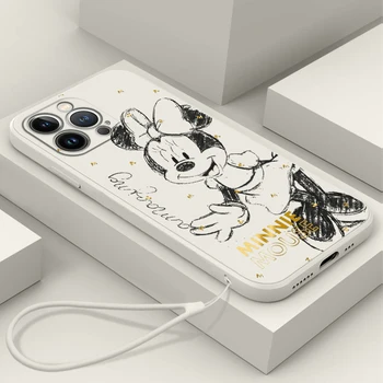 Disney Mickey Minnie Dragoste Caz de Telefon Pentru Apple iPhone 14 13 12 Mini 11 Pro XS MAX XR X 8 7 6S Plus Lichid Coarda Bomboane Acoperi Funda