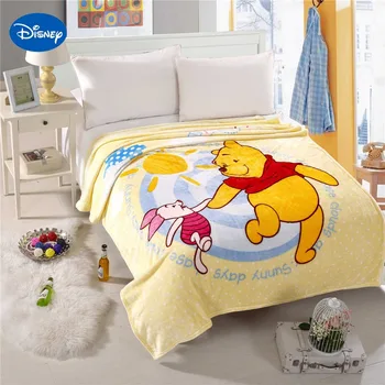 Disney Personaj de Desene animate Winnie the Pooh, Piglet Tipărite Pături lenjerie de Pat 150*200 Dimensiune Băieți Decor Acasă Poliester Galben Flanel