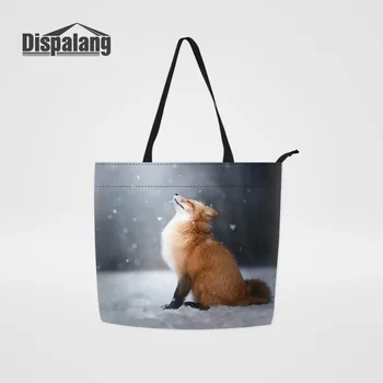 Dispalang Fox Animale de Mediu Geantă de Cumpărături Mare Capacitate Reutilizabile Eco-Friendly Alimentar Femei de Saci de Umăr Geantă de mână Totes
