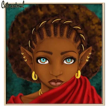 Diy Complet Piața de Foraj femeie din Africa de Diamant Pictura Stras Artizanat diamant mozaic Decor Acasă Diamant Broderie fată Elf