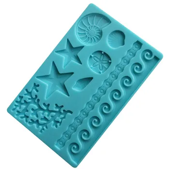 DIY de Corali, stele de mare Coajă Dantela Fondant si Pasta de Guma de Silicon Mucegai pentru Tema Ocean Decoratiuni Tort Cadou