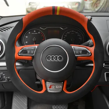 DIY de mână-cusute capac volan se potrivesc pentru Audi A4l A6l A3 A5 Q5l Q3 Q7 A8 TT Q2l din piele, piele de căprioară prindere capac
