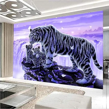 DIY Full Diamond Pictura Muntele Tiger Cross Stitch Clasic 5D Broderie pui de Tigru TV Murală de Cusut Arta Acasă Decorare Camera