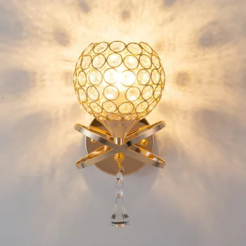 Dormitor nou lampa de pe noptiera de Aur moderne de cristal lampă de perete atmosferice culoar lampă de perete simplu fundal cu LED-uri lampă de perete