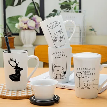 Drăguț Micul Dejun Cafea Cană De Apă Mare Capacitate Pahar De Lapte Cupa Creative Desene Animate Ceramice Ceașcă De Cafea Pentru Prieteni Drinkware