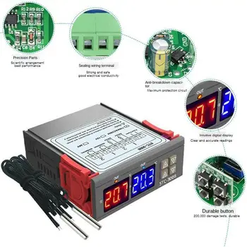 Dual Digital Controler de Temperatura Două Ieșire Releu 12V 24V 220V Termostat Termostat Cu Incalzitor Racitor STC-3008 KT99