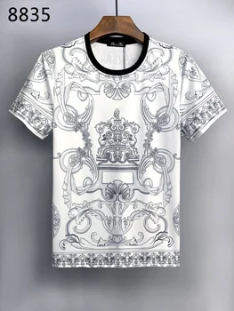 DUYOU Bumbac T-shirt cu BAROCCO Print Mens T Shirt Maneca Scurta Tricouri Vara Hip Hop Topuri Teuri Streetwear | 51023