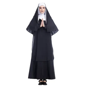 En-gros de Fecioara Maria Călugărițe Costume pentru Femei Sexy Negru Lung Călugărițe Costum arab de Religie Călugăr Fantomă Uniformă de Halloween