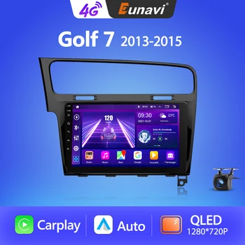 Eunavi Android Auto 2 Din Radio Auto Pentru Volkswagen Golf 7 2013-2015 Multimedia Player Video 4G 2din Carplay GPS, Autoradio