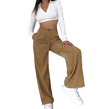 Europa, America de Toamnă Vintage de Catifea Pantaloni Femei Casual, talie mijlocie Vrac Pantaloni Drepte pentru Femei de Iarnă Pantaloni Spodnie 24069