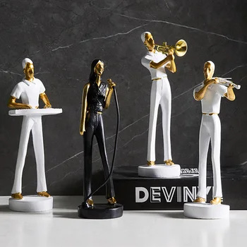 Europene Moderne Trupa De Muzica Sculptura Rășină Figurine Pentru Decorarea Acasă Accesorii Bar Decor Ornamente Birhtday Cadouri Artware