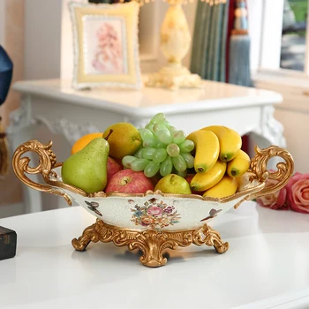 Europene rășină dublu ureche tava de fructe decorațiuni interioare acasă living ceai de masă de înaltă calitate lux, fructe de mare tava de decor