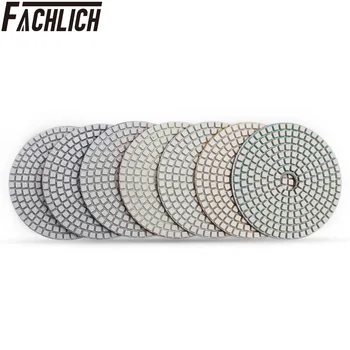 FACHLICH 7pcs/pk Diametru 100mm/4inch Umed Diamante de Lustruire Tampoane de Rășină Bond Flexible Disc de Șlefuire Pentru Piatră de Granit și Marmură