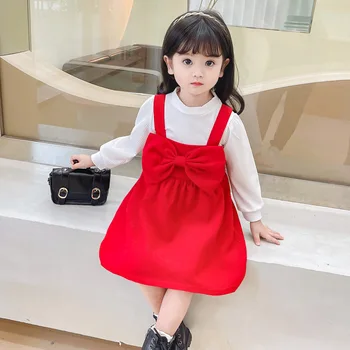 Fata coreea Style pentru Copii la Modă Fusta Fusta Costum Copil Haine de Toamna Costum de Crăciun pentru Copii de tip Boutique, de Îmbrăcăminte en-Gros