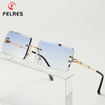 FELRES Pătrat fără ramă Retro ochelari de Soare Pentru Barbati Femei în aer liber Ochelari Petrecere Fara rama UV400 Ochelari de vedere Design Nou F1839