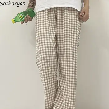 Femei Carouri Somn Fund Simplu Pijamale De Moda Liber Elastic Talie Pantaloni De Pijama De Vara Respirabil Stil Coreean Dulce Petrecere A Timpului Liber
