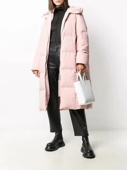 Femei de iarnă, groasă de culoare roz haine Alb Rață Jos Jachete cu Gluga Maneci Lungi Cald Hanorac Portabil Uza plus dimensiunea vrac
