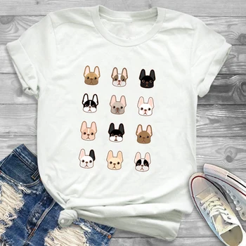 Femei de moda Câine starea de Spirit Amuzant Drăguț Îmbrăcăminte de Imprimare de Desene animate Femei Călătorie Grafic T Shirt T-Shirt, Tee Shirt Tees T-shirt