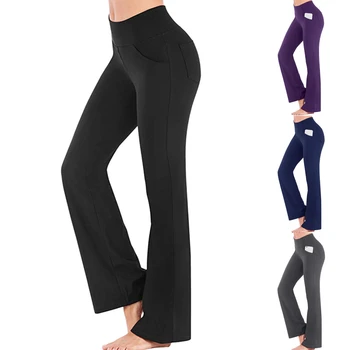 Femei Pantaloni se Potrivesc Yoga Pantaloni Mulati Femei Talie Mare Culoare Solidă Pantaloni Picioare Pantaloni cu Talie Înaltă Doamnelor pentru Rularea 2022