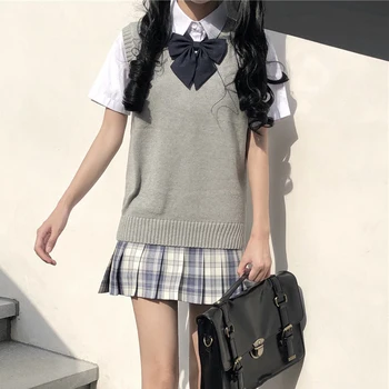 Femeii Pulover 2020 Toamna Japonez Stil de Colegiu JK Uniformă de Toate-de Potrivire Student V-neck fără Mâneci Pulover Vesta uniformă