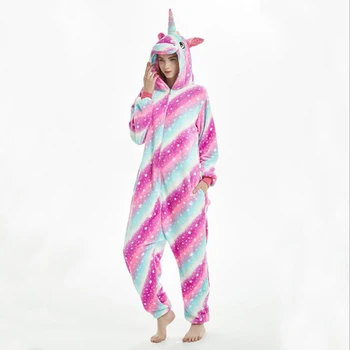 Femeile Unicorn Cosplay Kigurumi Onesie Animal Adult Pijamale Pijamale Flanel Moale Cald Sleepwear Onepiece Anime Salopeta De Iarna