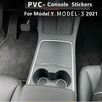 Fibra De Carbon Consola Centrala Panou De Film Autocolant De Interior Accesorii Auto Matche Dimensiunea Originală Tesla Model 3 Y 2021