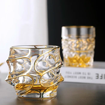 Fierbinte Clasice Europene Gros De Cristal Conturul În Aur De Lux Whiskey Pahar De Modă Veche Verre Pahar De Whisky Chivas Vodka Cup