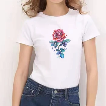 Floare de Top Tricou Femei T-shirt Doamnelor Haine de sex Feminin de desene animate T-shirt Harajuku tricou de vara tricou femei top