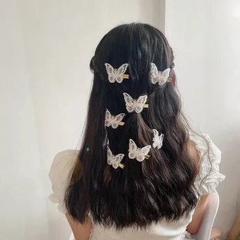 Fluture alb Agrafe de Par Romantic Agrafele de Păr Broderie Dulce Agrafe de par pentru Femei Accesorii de Par de Nunta cercel necklack