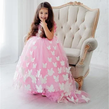Fluture Fata Princess Dress Fără Mâneci Etaj Rochie De Petrecere De Crăciun Rochie Fete Copii Nunta Petrecere De Ziua Imbracaminte Copii