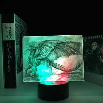 Flying Dragon Două Ton Lampa Sci-Fi Creaturi LED 3d Lumina de Noapte pentru copii Decor Dormitor Cadou de Ziua de Lumină LED-uri Lampă de Masă