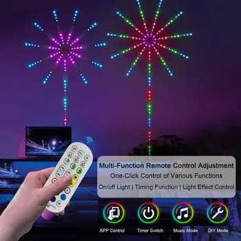 Foc de artificii Lumini LED Strip Music Sound Sync Schimbare de Culoare de Control de la Distanță a CONDUS foc de Artificii de Lumină Pentru Camera Petrecere, Decor de Vacanță