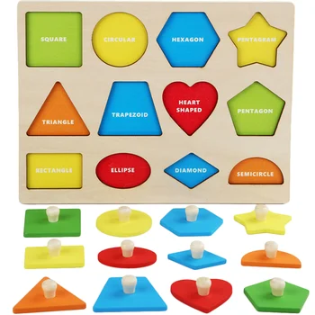 Forma De Jucarie Puzzle Din Lemn Pentru Copii Sortare Senzoriale Copii Amuzant Puzzle-Uri Educaționale Blocuri De Jucărie Devreme Jucării Bloc De Recunoaștere
