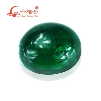 Forma ovala spate plat cabochon Crescut Hidrotermale culoare verde smarald, inclusiv minore, fisuri, incluziuni liber bijuterie de piatra