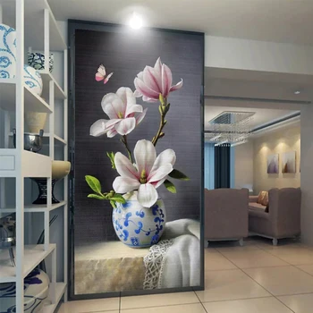Fotografie Tapet Stil Chinezesc 3D Stereo Magnolia Fluture Pictura pe Perete Camera de zi Intrarea Fundal gazete de Perete Decor Acasă