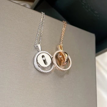 Franceză Brand De Lux Mișcare Norocoasă Colecție De Argint 925 Amuleta Bijuterii Rotitor Carte De Inima Lungime Reglabilă Sexy Bijuterii