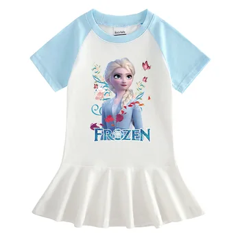 Frozen Elsa Fete Cosplay Desene Animate Disney Copii De Vara Cu Maneci Scurte Rochie De Printesa Pentru Copii Din Bumbac Imbracaminte Casual