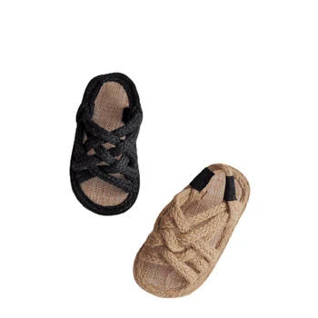 Frânghie de cânepă Țesut Copii Pantofi de Vara pentru Copii Sandale baietel Moale anti-alunecare Pantofi de Plaja si Baieti Casual, Papuci