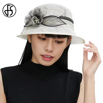 FS 2022 Pălării Pălării Pentru Femei Ceremonia de Nunta Si Biserica Moda Margine Largă Capac Doamnelor Britanic Epocă de Agrement Cloche Sombrero