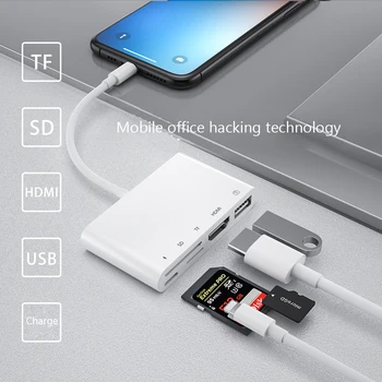 Fulger La 1080P HDMI Cablu USB SD TF Card Reader Digital AV TV OTG Adaptor Hub Pentru iPhone X XR XS 11Pro Max SE iPad Mini Pro