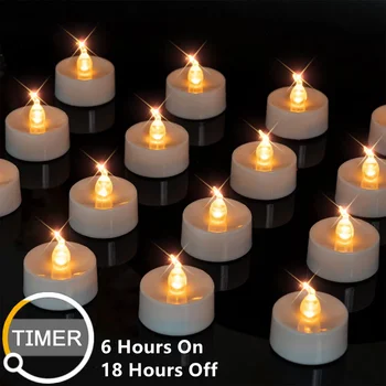 Fără flacără Pâlpâitoare Lumânări Lumanari cu Ciclu Automat Timer 6 Ore La 18 Ore în 24 de Ore, LED Lumini de Ceai Lumânări