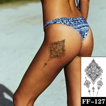 Geometrice Brahma Flori Totem Impermeabil Tatuaj Temporar Autocolant Sanscrită Pandantiv Negru Stil Tatuaje Body Art Brațul Tatuaj Fals
