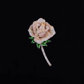 Grațios Galben Roz Zircon Cristal Rose Broșe pentru Femei 2020 Brosa Floare Pini Bijuterii Cadou de Crăciun brosa femme bijoux