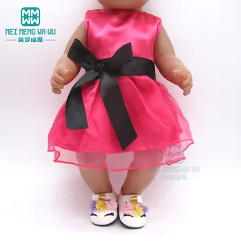 Haine pentru papusa Arc rochie, rochie denim se potrivesc 43 cm nou-născut păpuși și accesorii American Fetita e cadou