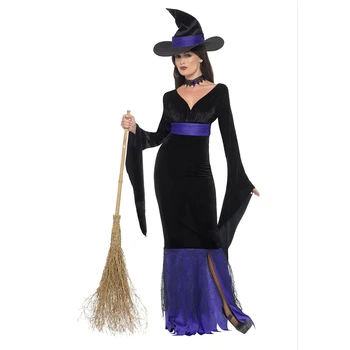 Halloween Petrecere De Carnaval Vrajitoare Costume De Rol-Joaca Jocuri Pentru Adulti Femei Fantasia Vrăjitoare Rochie De Până Uniformă Plus Dimensiune